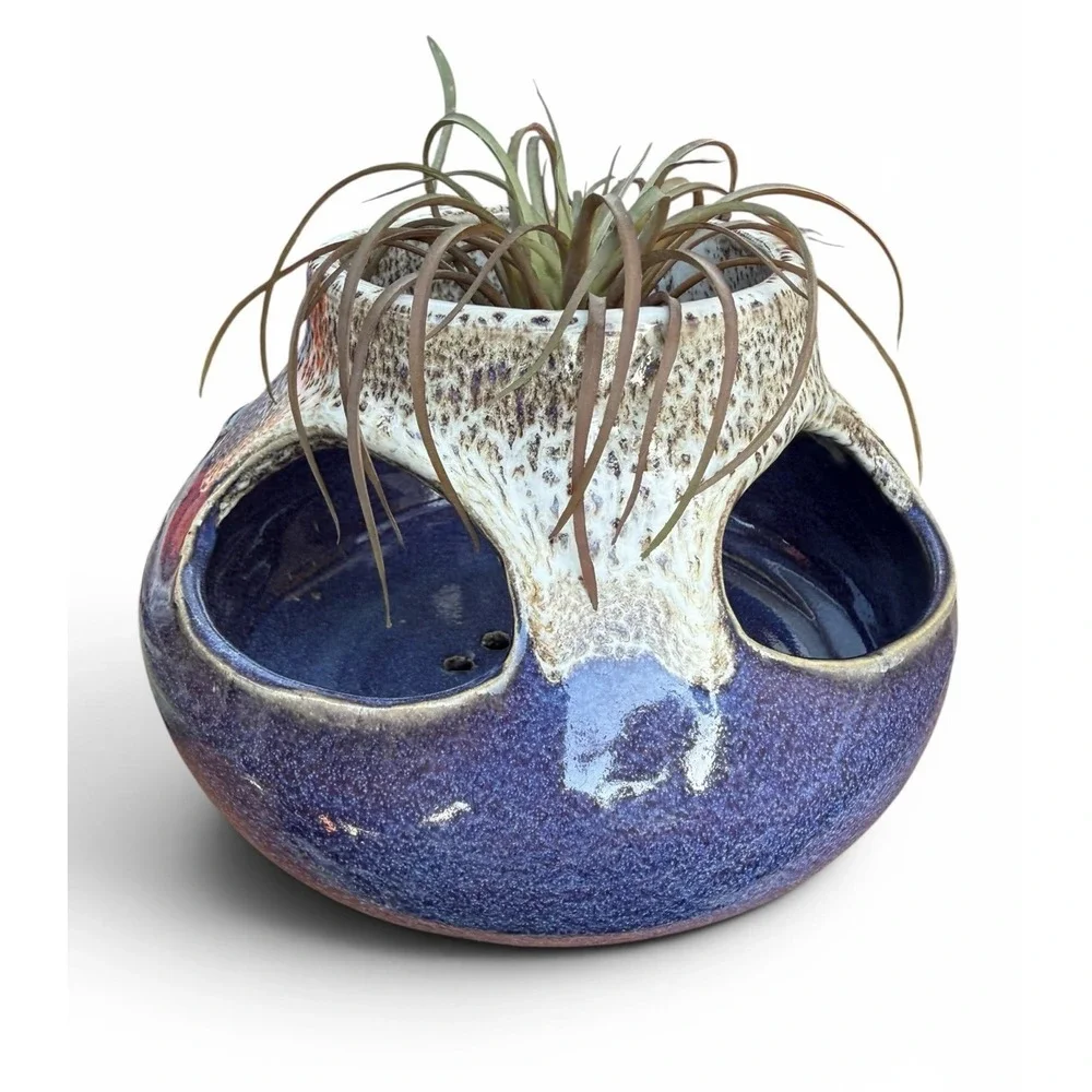 VTG Strawberry Pot Planter Studio Made 5-Hole Unique Signed W/Drainage
